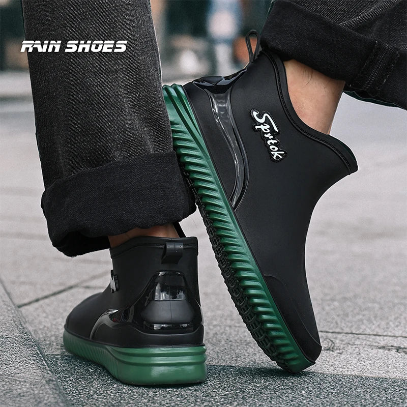 Couples Short Rain Shoes Fashion Light Waterproof Shoes Non-Slip Sports Korean Rain Boots - Sun Studio
