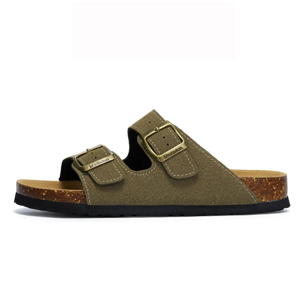 Sommer Kunstwildleder Leder Kork Hausschuhe Flip-Flops Frauen Männer Unisex Retro Tragen Müller Hausschuhe Mode Freizeit Strand Sandalen