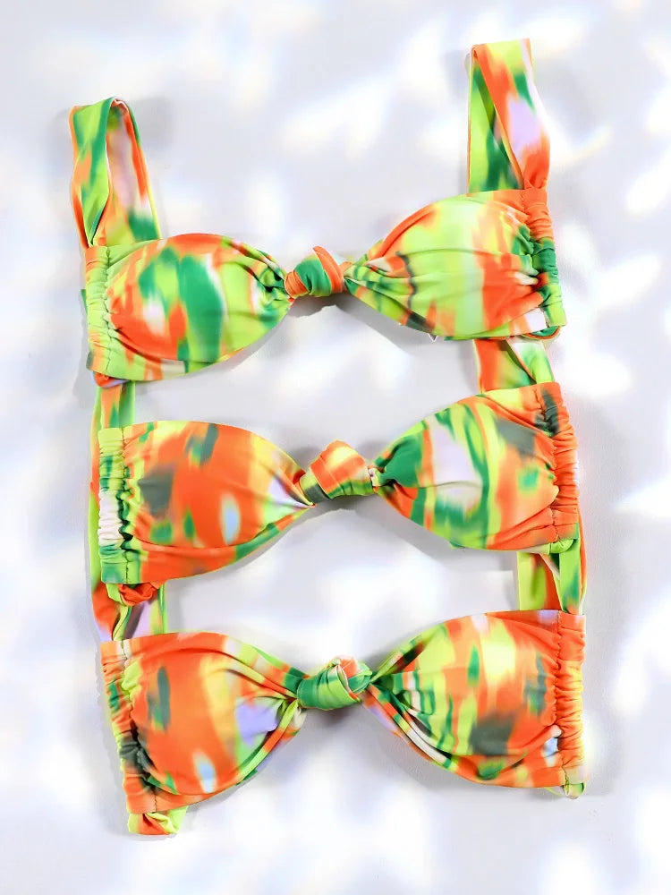 Tie Dye Bikinis Print Swimwear Swimsuit Women Sexy Bathing Suit Bandage Biquini 2-Pieces Beachwear 2024 Summer - Sun Studio