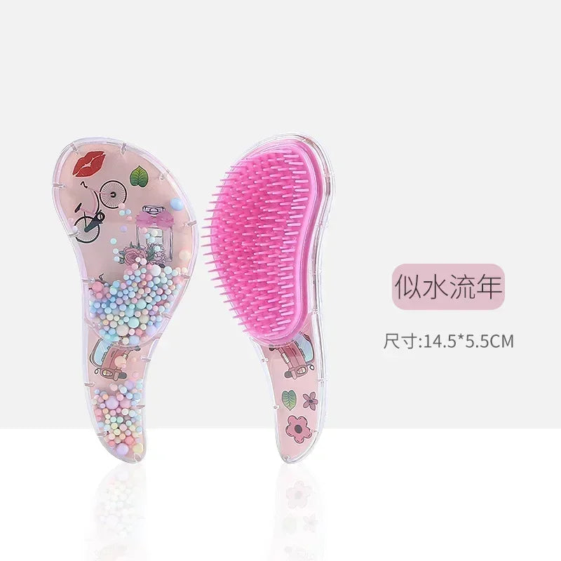 Cute Children Hairdressing Comb for Kids Anti-knot Massage Flowing Bead Hair Comb Children Girls Dress Up Makeups Toy Gifts - Sun Studio