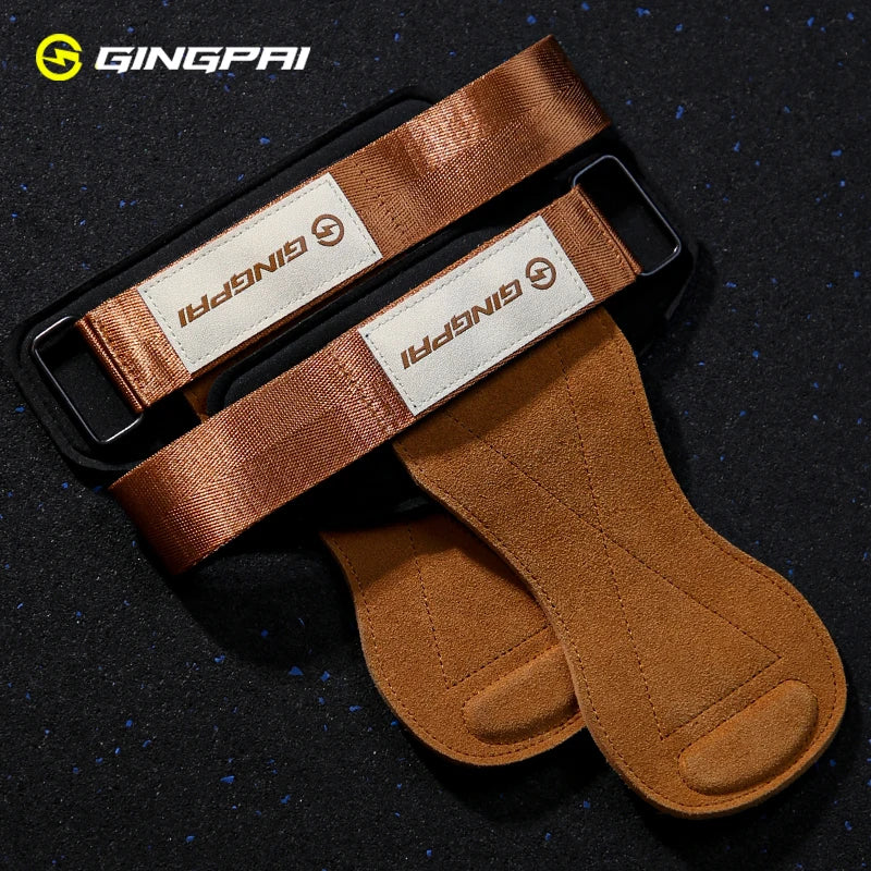 Gym Grips For Men Women Cowhide Palm Guards Weightlifting Fitness Workout Gloves Grips with Wrist Wraps Training Equipment - Sun Studio