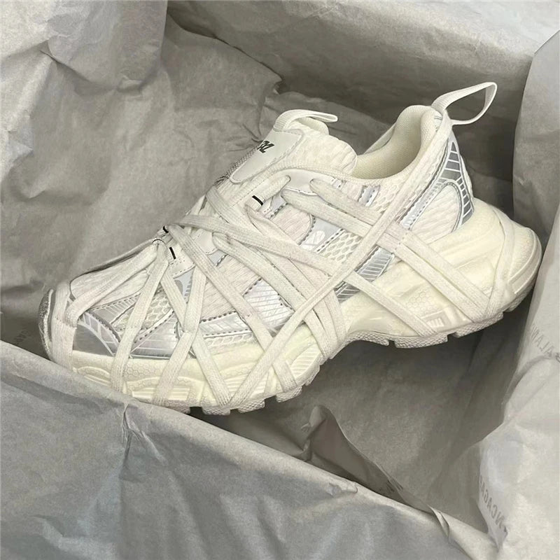 Large Size Casual Trainers Luxury Designer Unisex Shoes Chunky Heel Platform All Match Increasing Sport Runway Sneakers Female - Sun Studio
