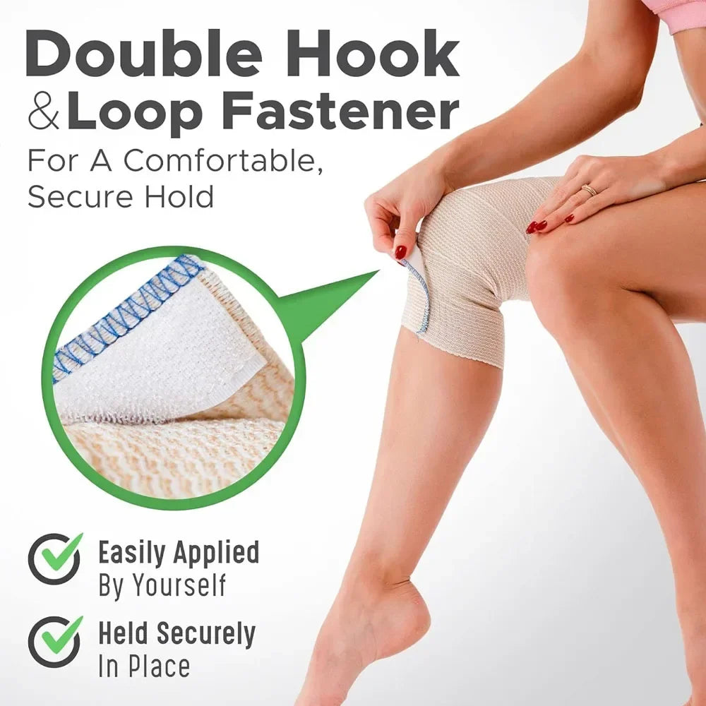 2 Pack Elastic Bandage Wrap, Compression Wrap Bandage for Legs, Ankle, Knee, Tummy, Body, Lymphedema Wraps for Legs, Latex-Free - Sun Studio