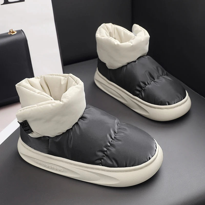 Outdoor Plush Warm Men's Snow Boots Winter Couple Cotton Shoes Down Non-Slip Waterproof Fashion Kids Shoes Slip on Soft Sneakers - Sun Studio