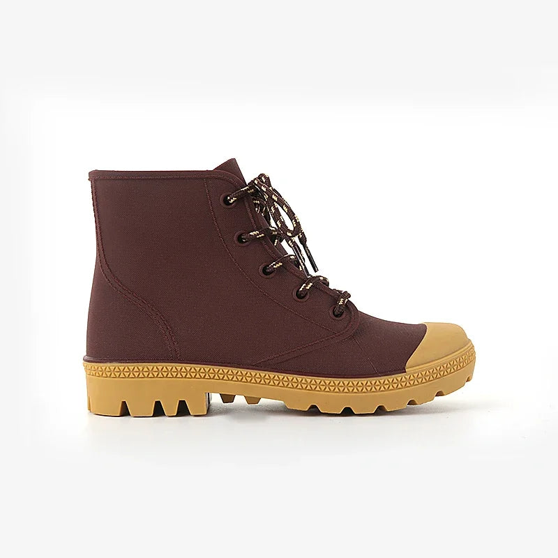 Winter Warm Rain Boots Men Fashion Lace-Up Motorcycle Outdoors Rain Boots Camping Fishing Shorts Shoes Waterproof Rain Women - Sun Studio