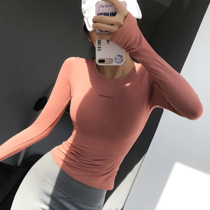 Fitness Tops Women Tight Sports Long Sleeve Yoga Clothing Running Training Clothes Gym Workout Shirt Comfortable Training Cloth - Sun Studio