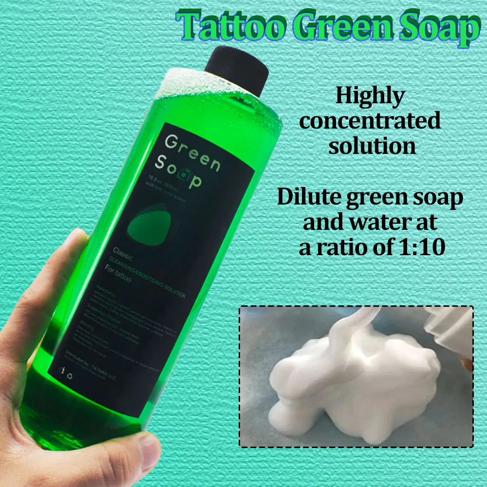 Professional Green Soap EMALLA Cleansing Green Soap Wipes Bottle Tattoo Green Soap for Tattoo Piercing Makeup Tattoo Accessories - Sun Studio