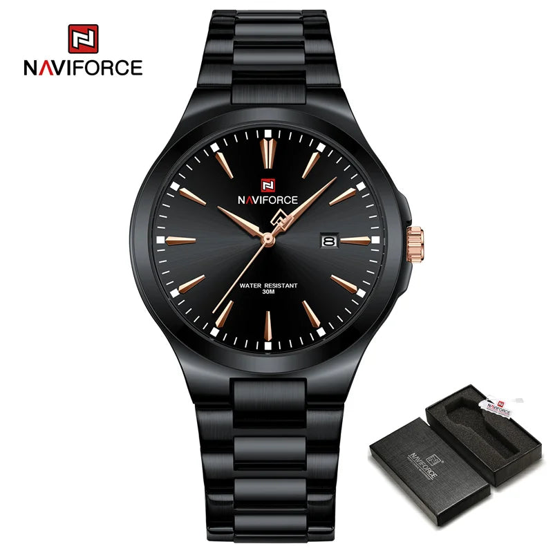 NAVIFORCE Original Fashion Watches for Men Stainless Steel Simple Elegant Clock Male Waterproof Wrist watch Relogio Masculino - Sun Studio