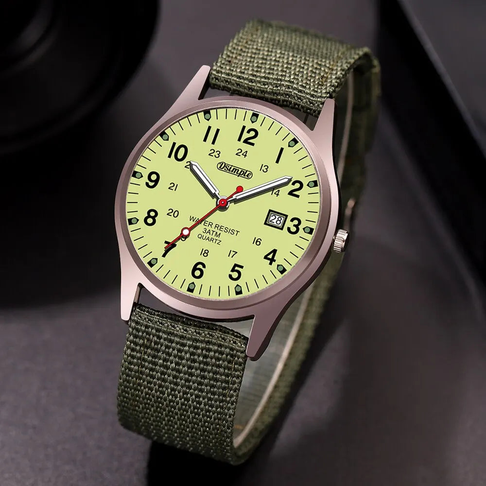 Fashion Mens Watches Luminous Hands Clock Luxury Military Sports Calendar Quartz Wristwatch Men Casual Nylon Watch Reloj Hombre - Sun Studio
