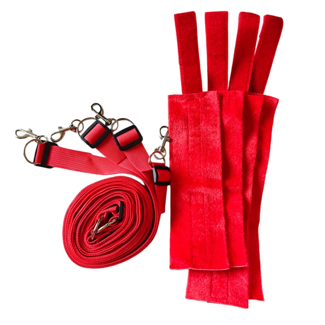 Bed Bondage Restraint Kit Adjustable Soft Wrist & Ankle Cuffs Couples Handcuffs Adult SM Game Lover Intimate Play Bedroom Kit - Sun Studio