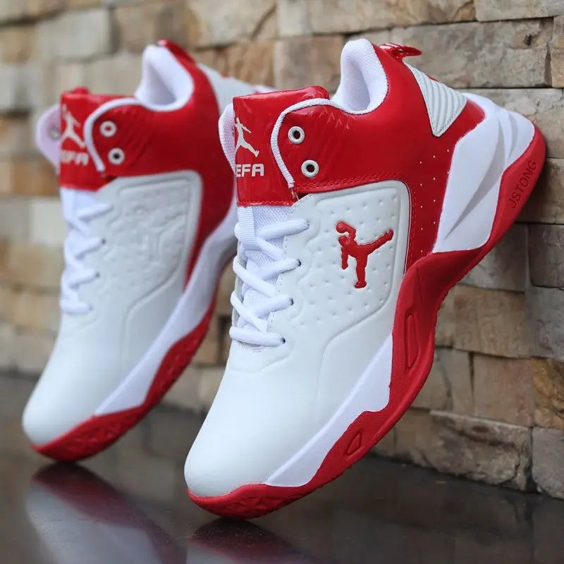 Marke Professionelle Herren Weiße Rote Blaue Basketballschuhe Basketball Sneakers Rutschfest Hochschaft Paar Herren Basketballstiefel