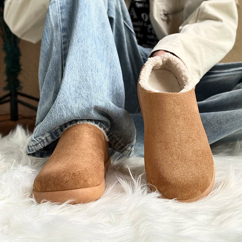 Winter New Arrival Men's Plush Lined Warm Cotton Slippers, Non-Slip Indoor Outdoor Cozy Fleece Shoes for Men - Sun Studio