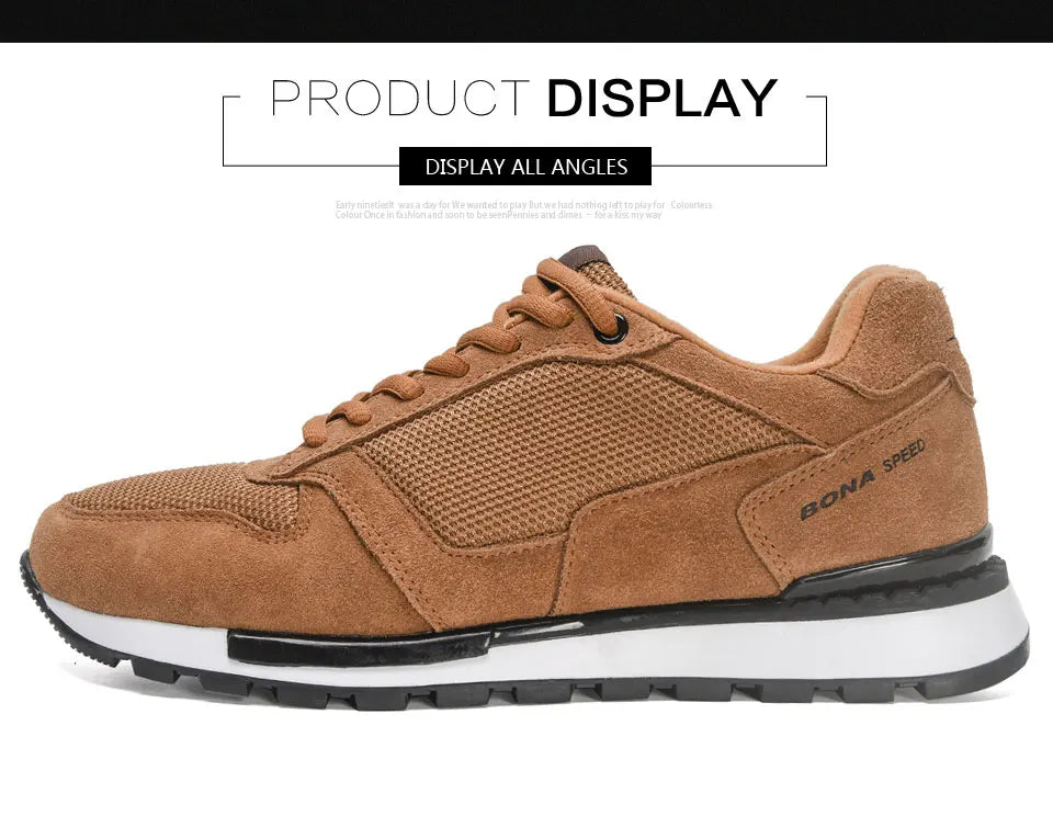 BONA 2022 New Designers Suede Casual Shoes Men Sneakers Outdoor Walking Shoes Man Comfortable Shoes Walking Footwear Mansculino - Sun Studio