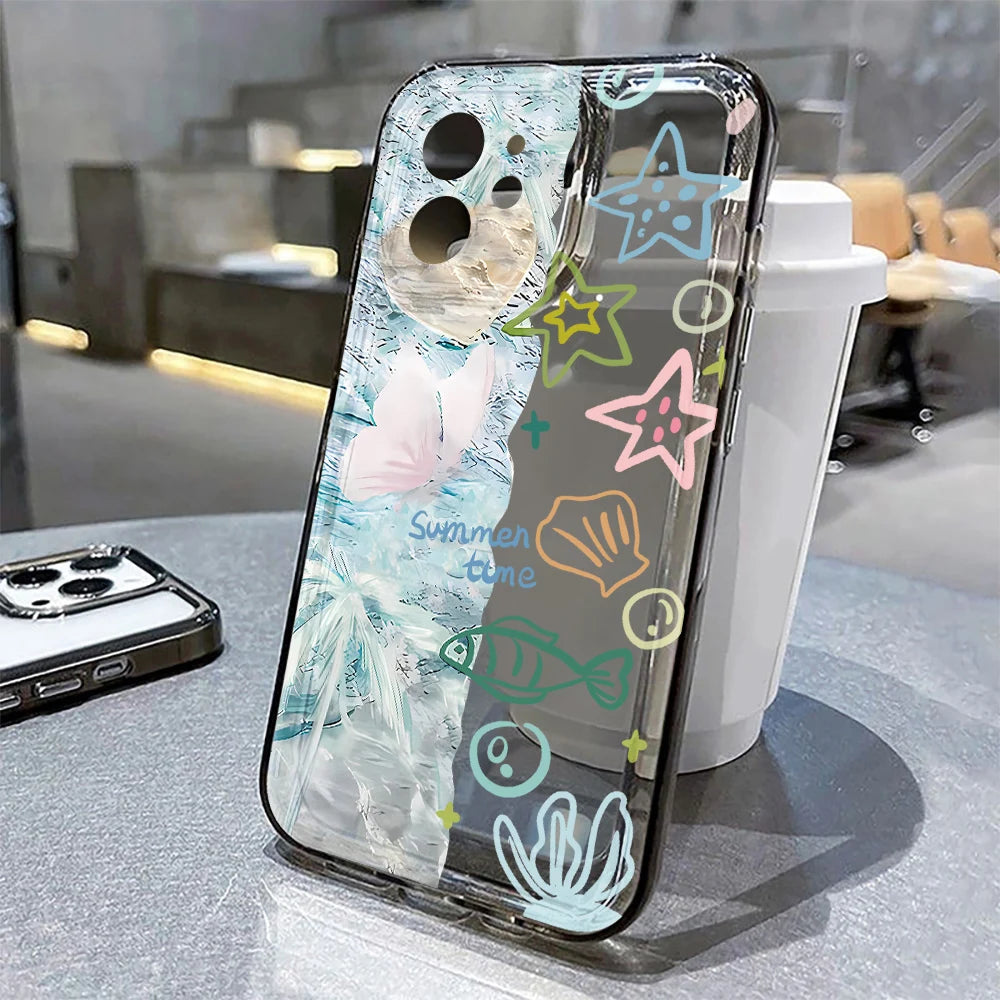 Ocean Animal Cute Phone Case For iPhone 11 Case iPhone 15 13 14 12 17 16 Pro Max 8 7 Plus XR XS SE Clear Protective Cover Funda - Sun Studio