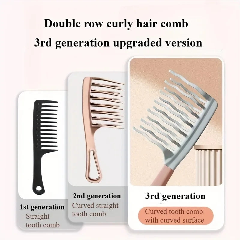 1pc Dual Wide-Tooth Hair Combs, Ideal for Long Curls & Voluminous Styles, Curly Hair Management &Home Massage, Elegant Hair Care - Sun Studio
