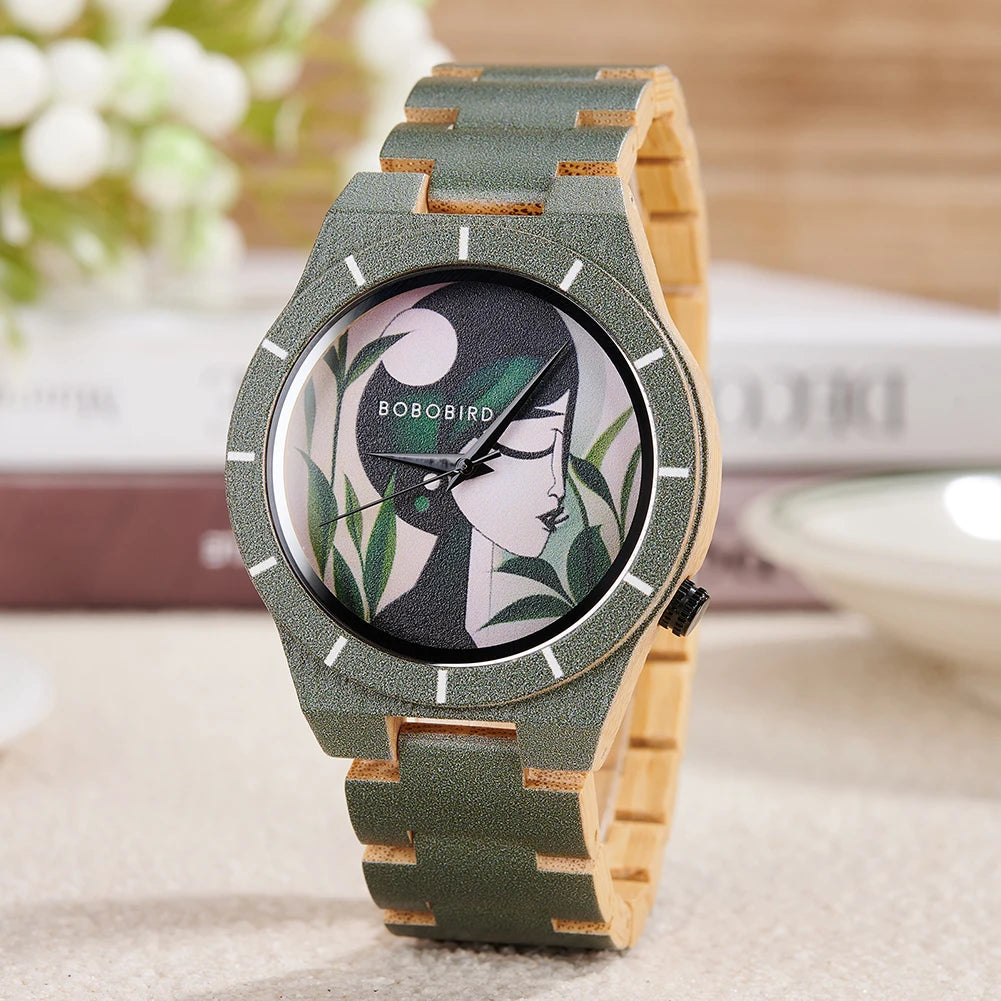 Men's Watches BOBO BIRD Bamboo Quartz Watch Pattern Printing Colorful Wooden Wristwatch 2025 New - Sun Studio