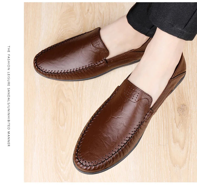 CLOHOO Men's Business Casual Shoes Leather Stitching Comfortable Breathable Rubber Bottom Second Layer Cowhide - Sun Studio