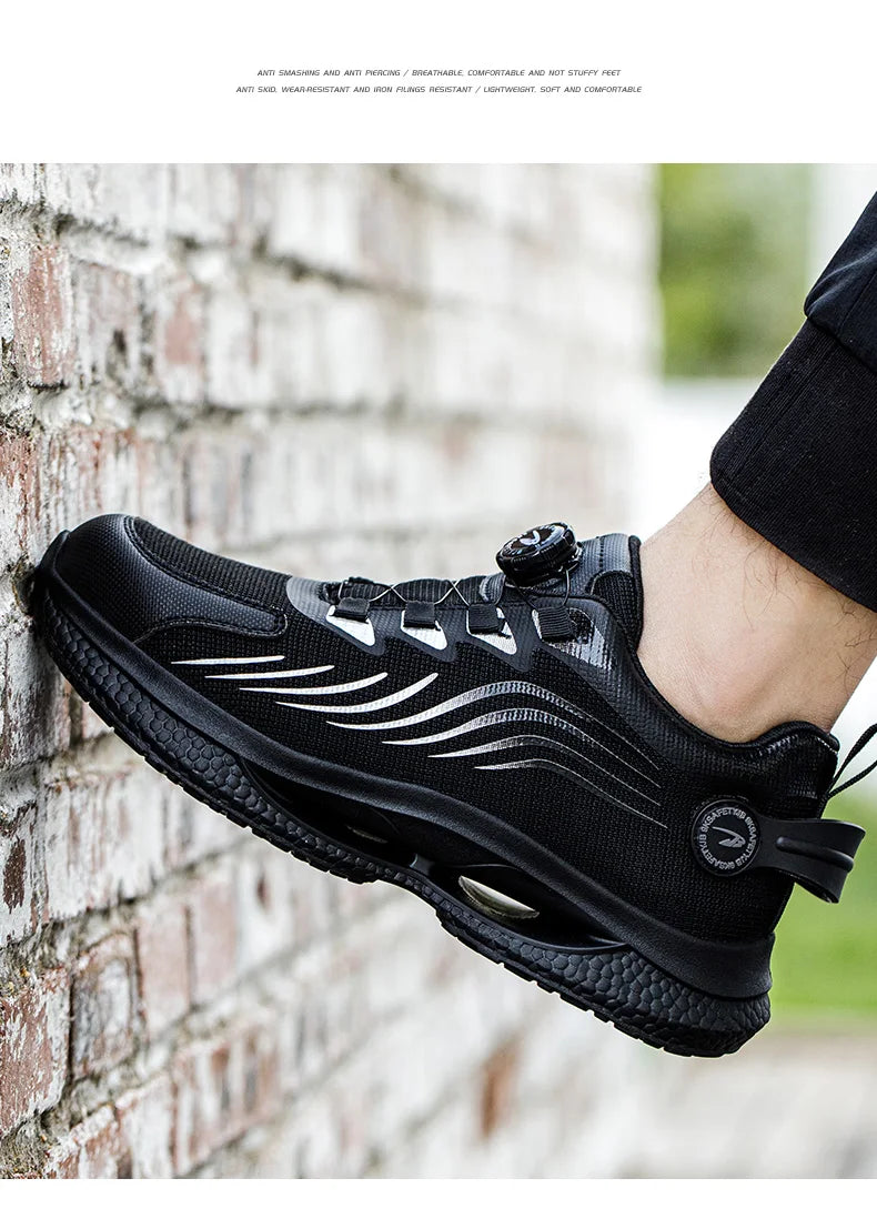 2026 Sicherheits Arbeitsschuhe Herren Drehknopf Arbeit Sneakers Unzerstörbare Schuhe Durchstichsichere Herren Sport Schuhe Stahlkappenschuhe
