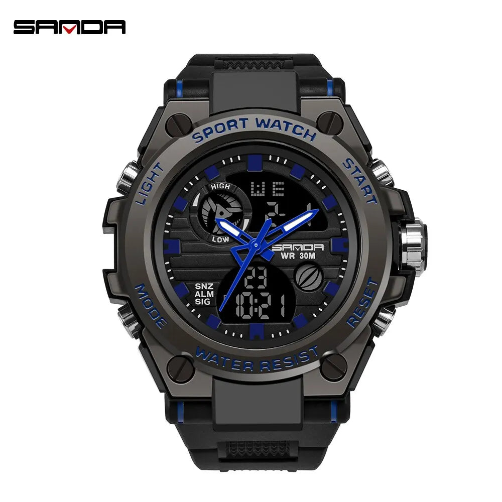 SANDA Top Luxus Uhren Männer Militär Armee Herren Uhr Wasserdichte Sport Armbanduhr Dual Display Uhr Männlich Relogio Masculino