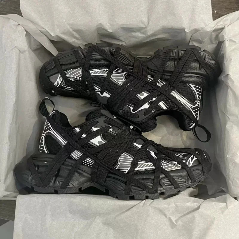Large Size Casual Trainers Luxury Designer Unisex Shoes Chunky Heel Platform All Match Increasing Sport Runway Sneakers Female - Sun Studio