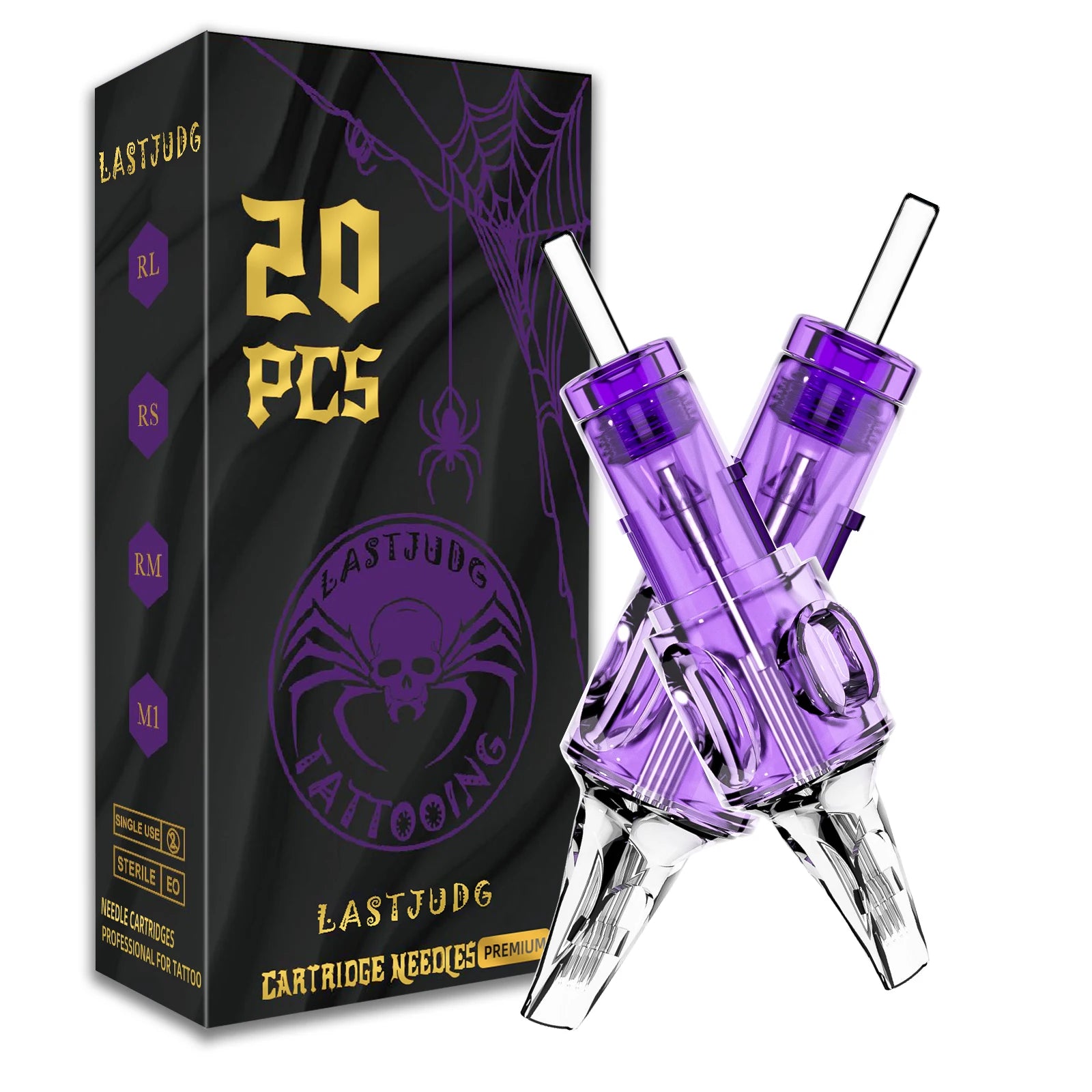 Tattoo Cartridge Needles POSEIDON 20PCS Disposable Safty RL RS RM M1 Tattoo Needle Hot Sale Purple Tattoo Cartridge Needles - Sun Studio