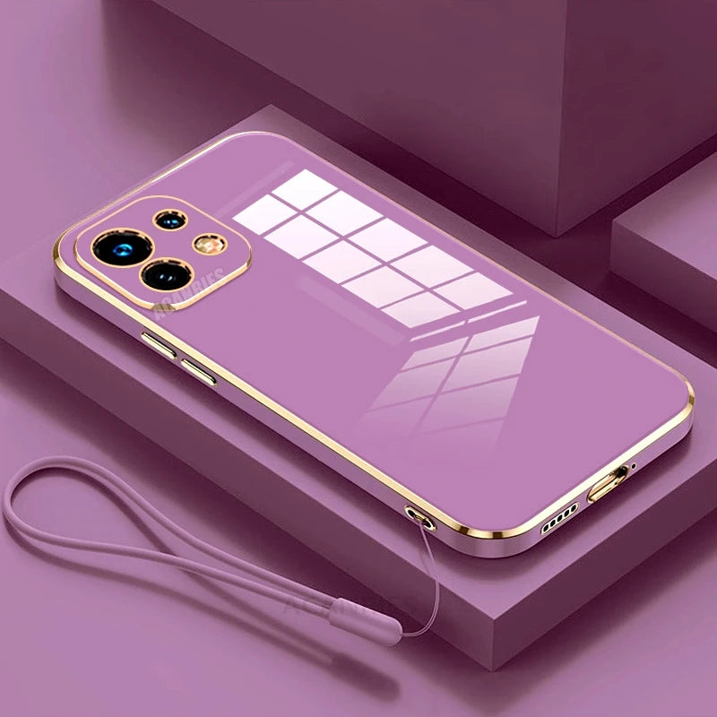 Xiaomi11lite Luxury Plating Silicone Case On For Xiaomi Mi 11 Lite 5g Ne Mi11lite 4g Lanyard Shockproof Back Cover Mi11t 11t Pro - Sun Studio