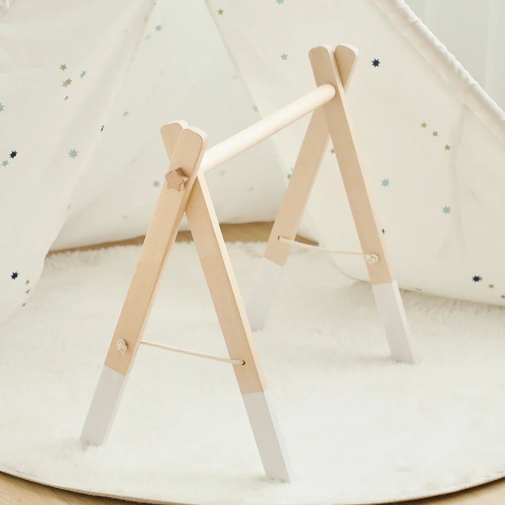 Foldable Baby Play Gym,0 Months Wooden Infant Activity Gym Hanging Toys Tool-Free Assembly Gym,Great for Newborn Development - Sun Studio