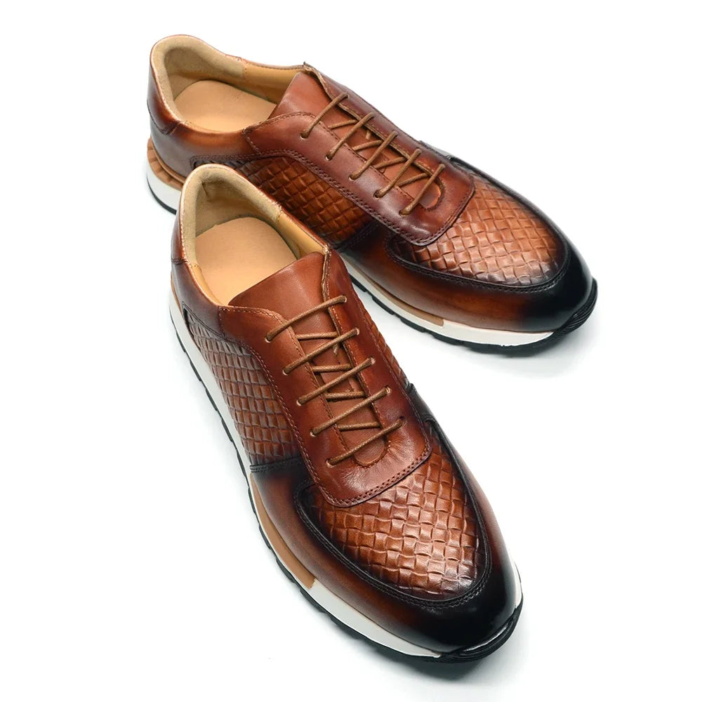 4 Farben Echtes Leder Herren Luxus Sneaker Karomuster Schnürschuhe Männer Freizeit Weiße Oxford Schuhe Angebote Frühling Herbst 2024