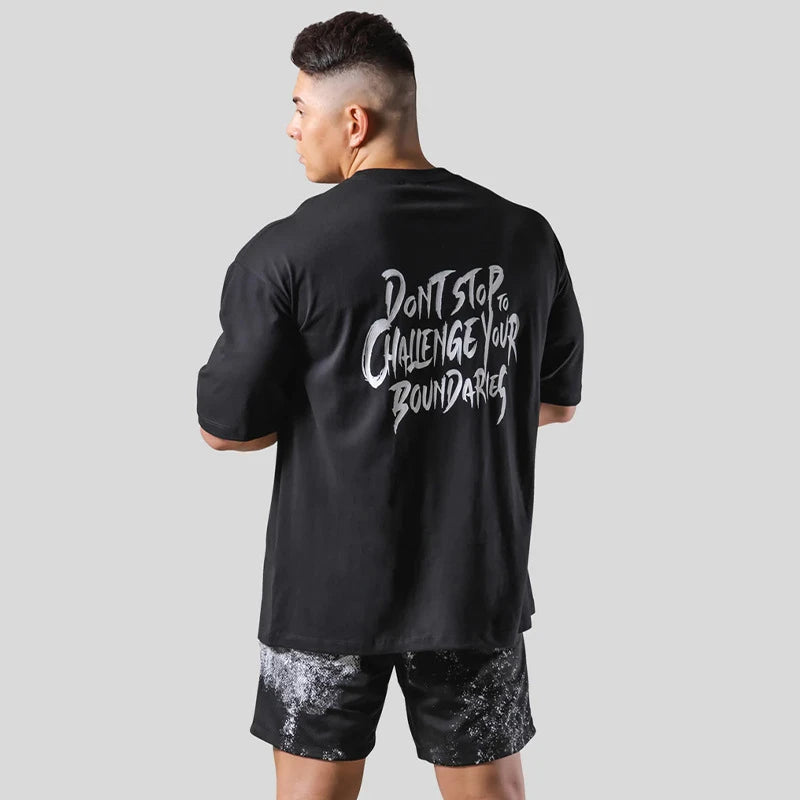 Gym Fitness Shirt Men Running Sport Loose T-shirt Short Sleeve Cotton Tee Tops Summer Male Bodybuilding Training Workout Apparel - Sun Studio