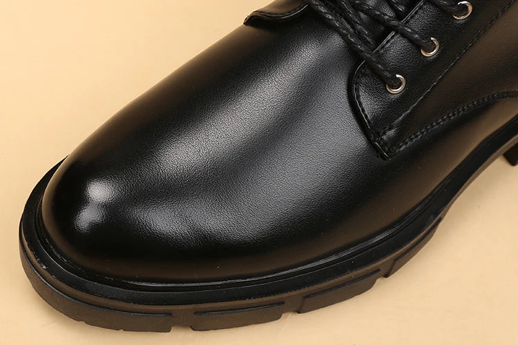 men's casual autumn winter boots lace-up original leather shoes tooling work boot outdoors cowboy platform ankle botas masculina - Sun Studio