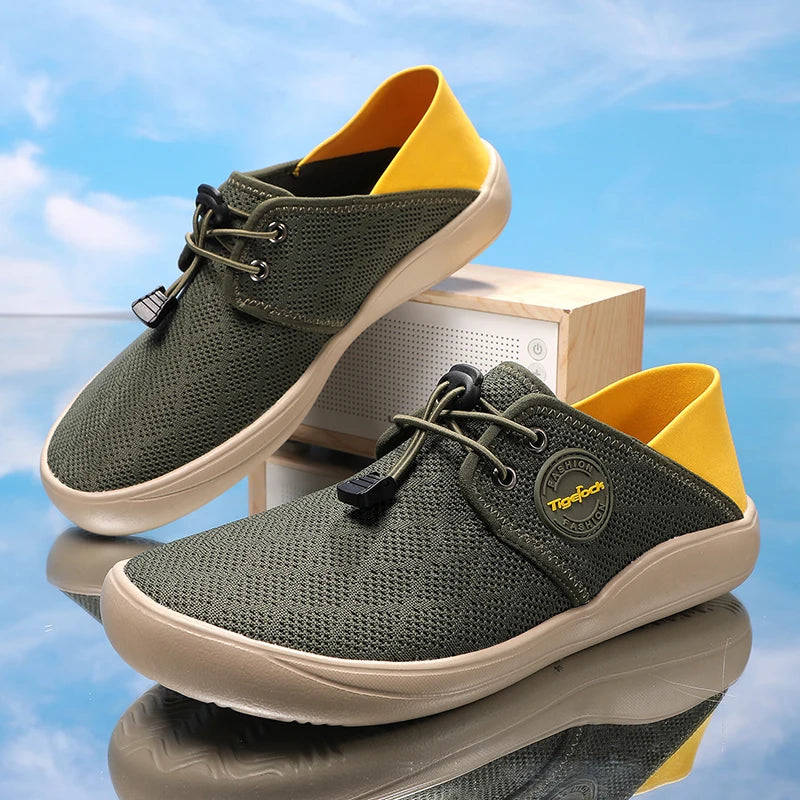 Hot Summer Mesh Men's Shoes Fashion Breathable Men Casual Shoes Handmade Flat Wading Shoes Outdoor Men Sneakers Big Size 38-46 - Sun Studio