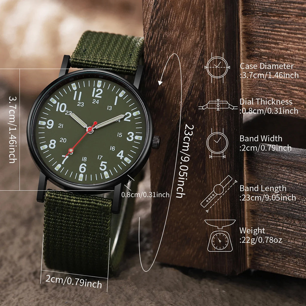 5 pieces/set of sports watches, single nylon strap, outdoor quartz watch, men's watch - Sun Studio