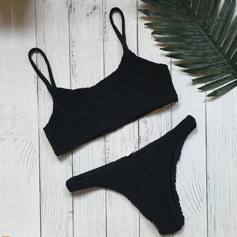 Neuer Hot Sale Sexy Damen Push-Up Gepolsterter BH Bikini Set Falten Badeanzug Badebekleidung Schwimmen Strand Badeanzug Bikini Set