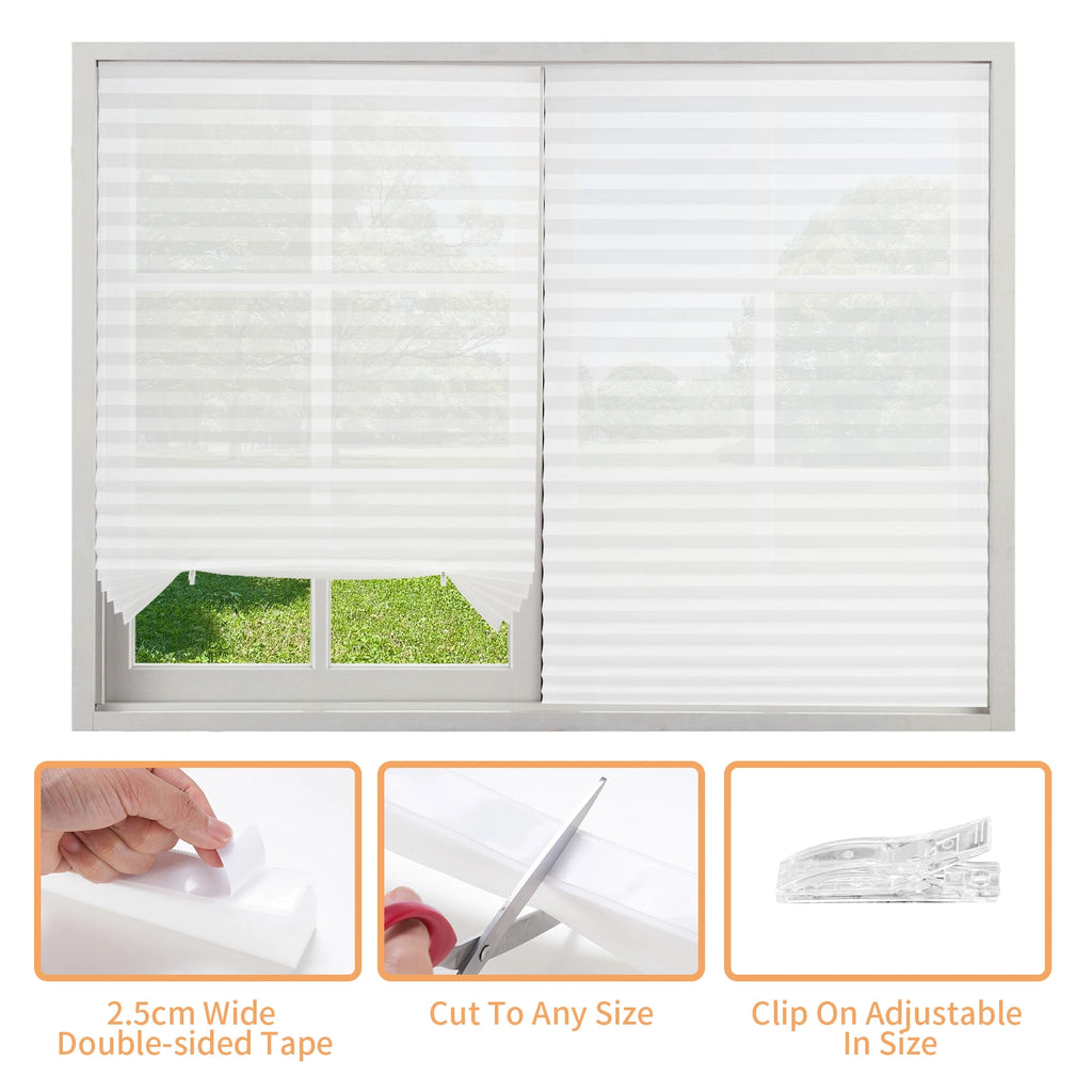 Simple Pleated Window Shades Non-Woven Fabric Self-Adhesive No Drill Blackout Curtains Living Room Bedroom Bathroom Home Decor - Sun Studio
