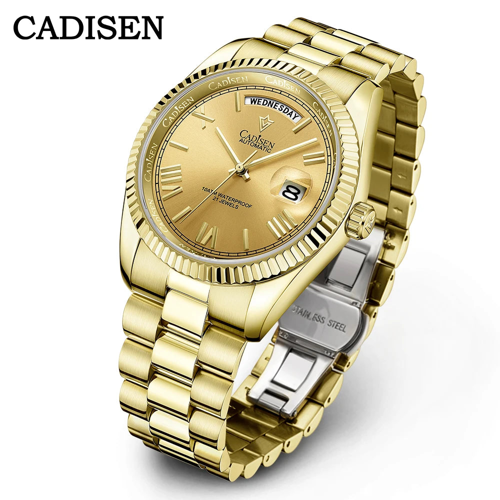 NEW 2025 CADISEN Men's Mechanical Watches Luxury Meteorite Dial Automatic Watch For Men Week 100M Japan MIYOTA 8285 Clock Man - Sun Studio