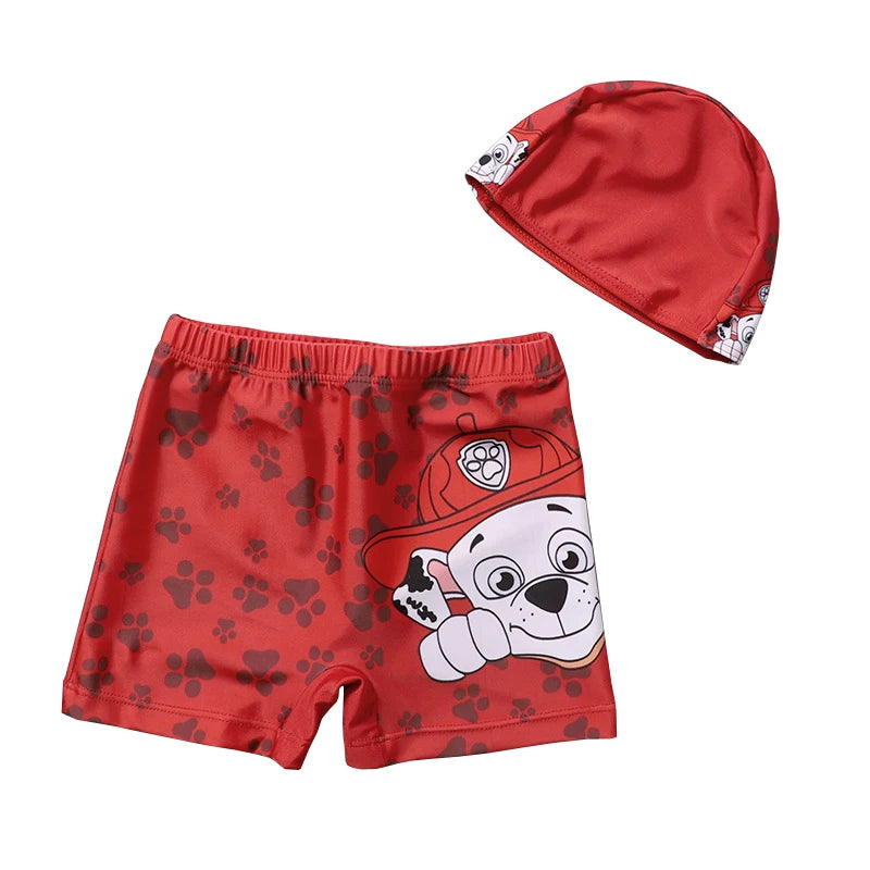 Kid Swimwear Pants Cap Set Baby Boy Swimsuit Shorts Cartoon PAW Patrol kids Swimming Trunks Gift - Sun Studio