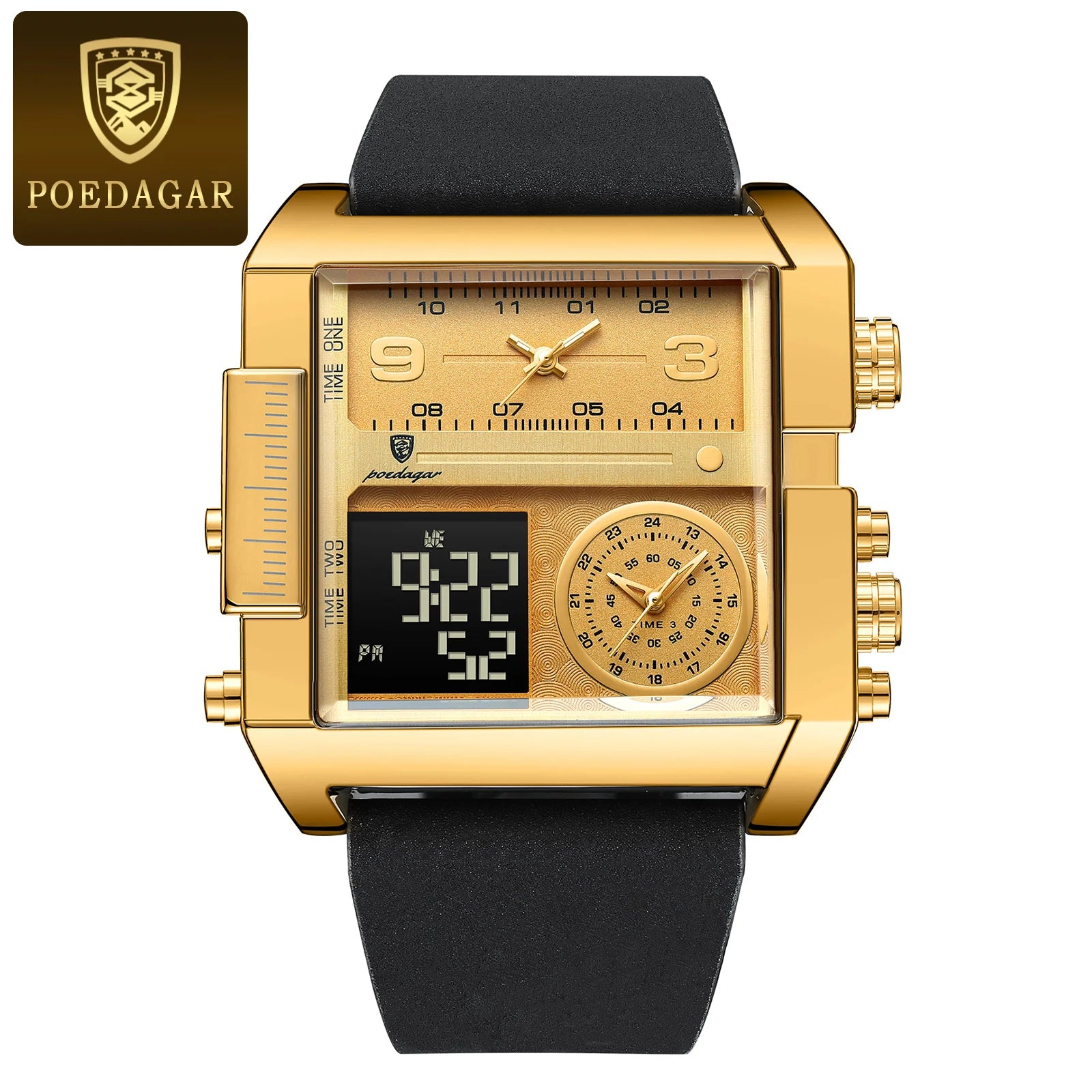 POEDAGAR Luxury Fashion Digital Male Clock Waterproof Luminous Quartz Men Wristwatch Date Week Military Electronic Men's Watches - Sun Studio
