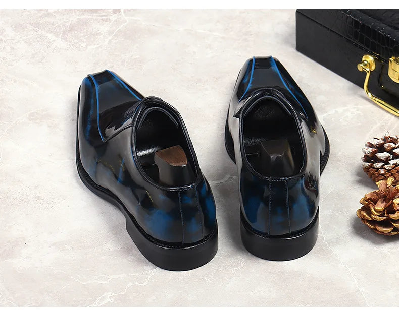 Mens Wedding Oxford Gentlemen Party Dress Shoes Genuine Patent Leather Casual Pointed Toe Formal Shoes For Men - Sun Studio