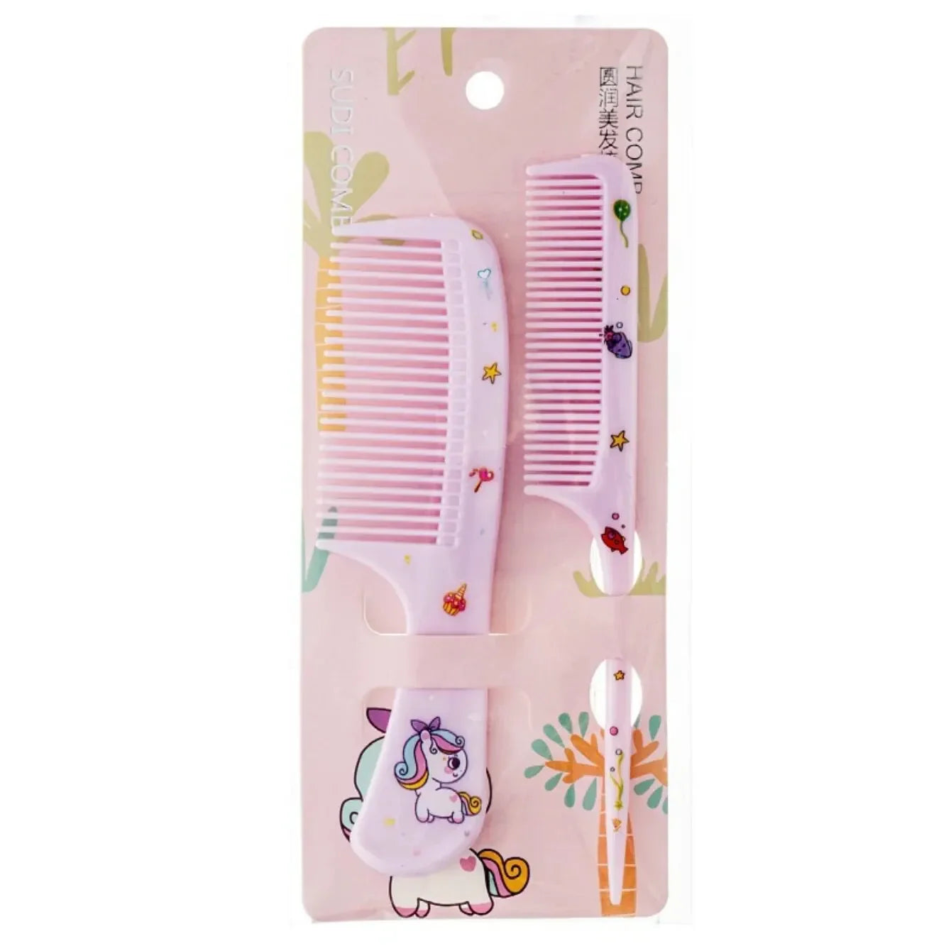 2pcs Kids Hair Combs Set Cartoon Animals Children Hairdressing Comb with Pointed Tail Girls Portable Anti-Static Plastic Comb - Sun Studio