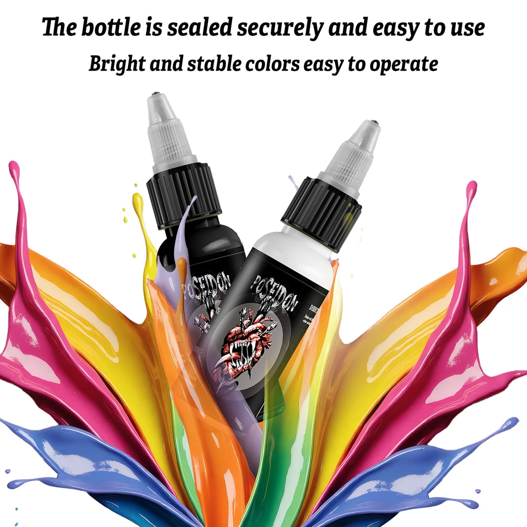 POSEIDON 30ML 5 Color Tattoo Ink Professional Longlasting Tattoo Pigment Permanent Body Art Pigment Tattoo Ink Tattoo Supplies - Sun Studio