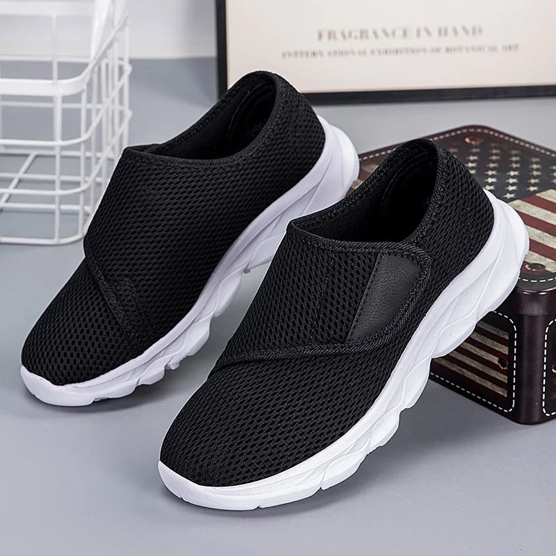 Sneakers Men Orthopedics Wide Feet Swollen Walking Casual Shoes Thumb Eversion Adjusting Soft Comfortable Light Man Shoes Black - Sun Studio