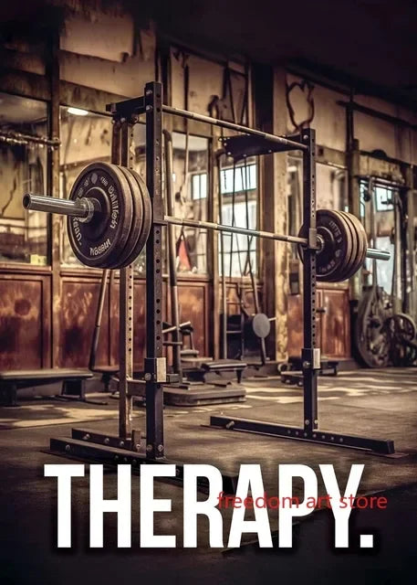 Gym Motivation Muscle Man Bodybuilding Fitness Strength Barbell Art Poster Canvas Painting  Wall Print Picture for Home Gym Deco - Sun Studio