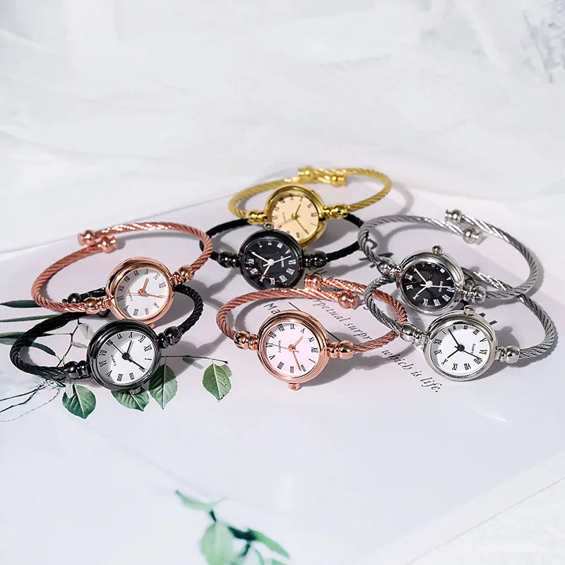 YIKAZE Women Bracelet Watch Retro Gold Bangle Women Watches Stainless Steel Retro Ladies Quartz Wristwatch Clock Dress Watch - Sun Studio