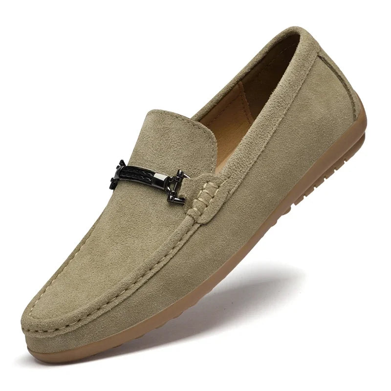Mode Marke Herren Frühling Wildleder Freizeit Leder Schuhe Bohnen Schuhe Neue Outdoor Herren Bequeme Weichsohlige Rutschfeste Fahrerschuhe