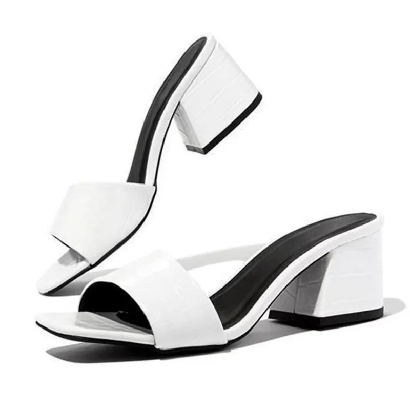 Summer Slippers Women Fashion Shoes for Women Black Large Sandals Luxury Heel Slippers Zapatos De Mujer - Sun Studio
