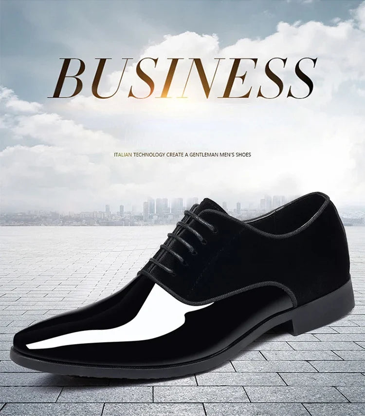 New Oxford Men's Pointed Toe Dress  Luxury Lacquer Wedding Shoes Classic Derby Shoes 2023 Leather Shoes Size 38-50 - Sun Studio