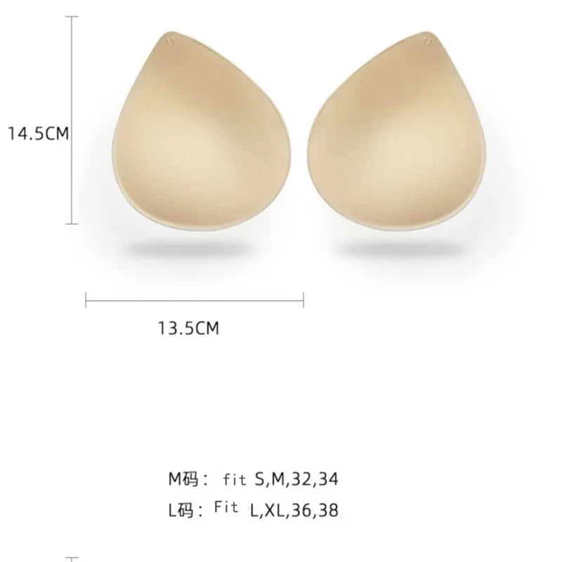 2PCS Thick Latex Bra Pads Push Up Breast Enhancer Removeable Bra Padding Inserts Cups For Swimsuit Bikini Padding - Sun Studio