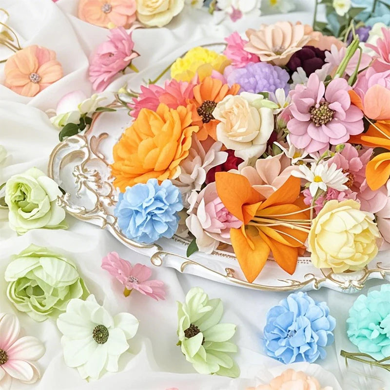 20/52Pcs Mini Random Mix Artificial Flowers Silk Fake Flowers for Home Decor DIY Craft Gifts Accessories Bride Wedding Decor - Sun Studio