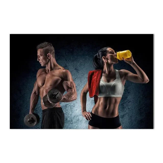 Fitness Motivation Canvas Art  Sexy Bodybuilding Girl Poster Gym Weightlifting Wall Decor for Living Room Bedroom Home Gym Fitne - Sun Studio