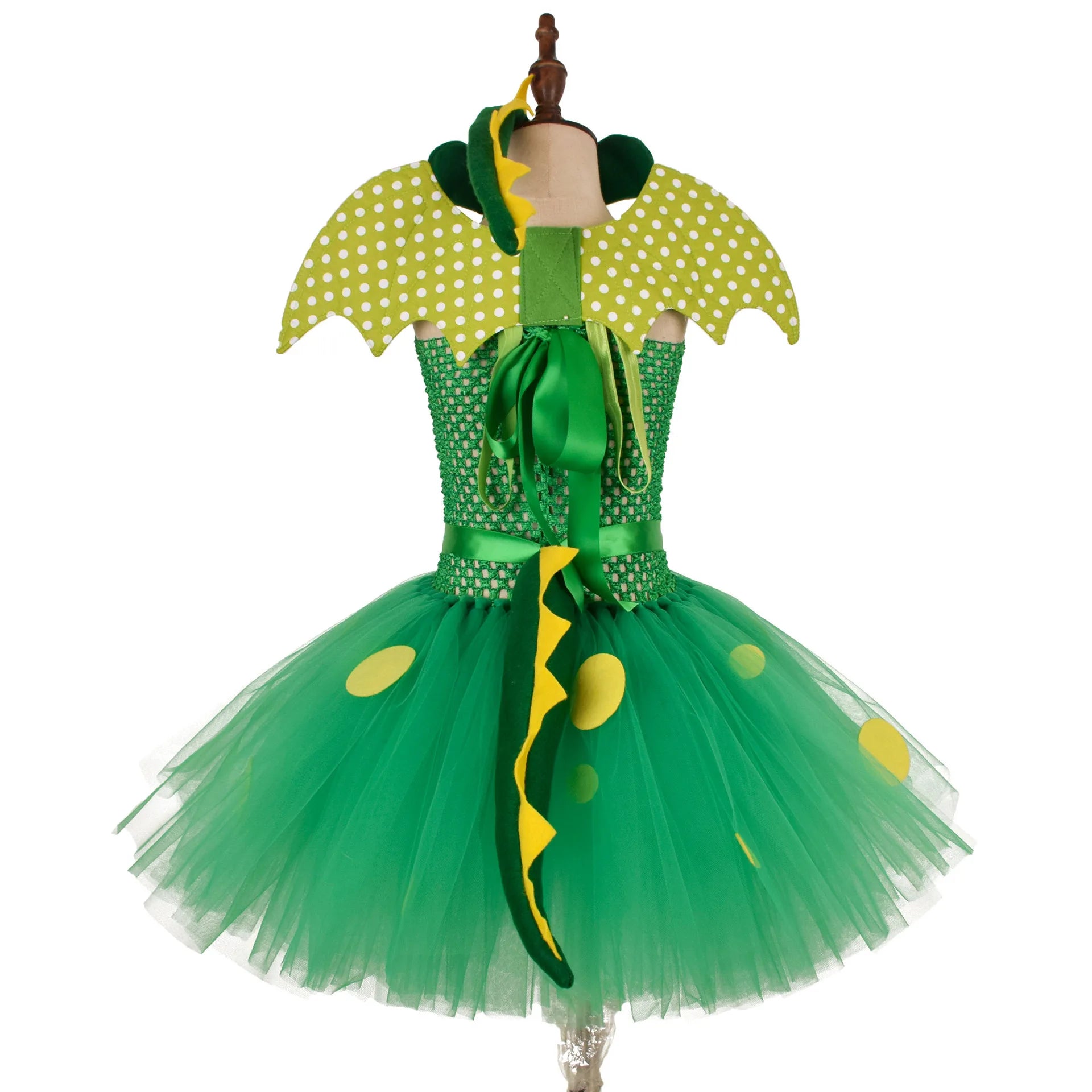 Green Kids Girls Dinosaur Cosplay Dresses Birthday Party Tutu Dresses for Baby Cartoon Princess Girls Costumes Set for Halloween - Sun Studio
